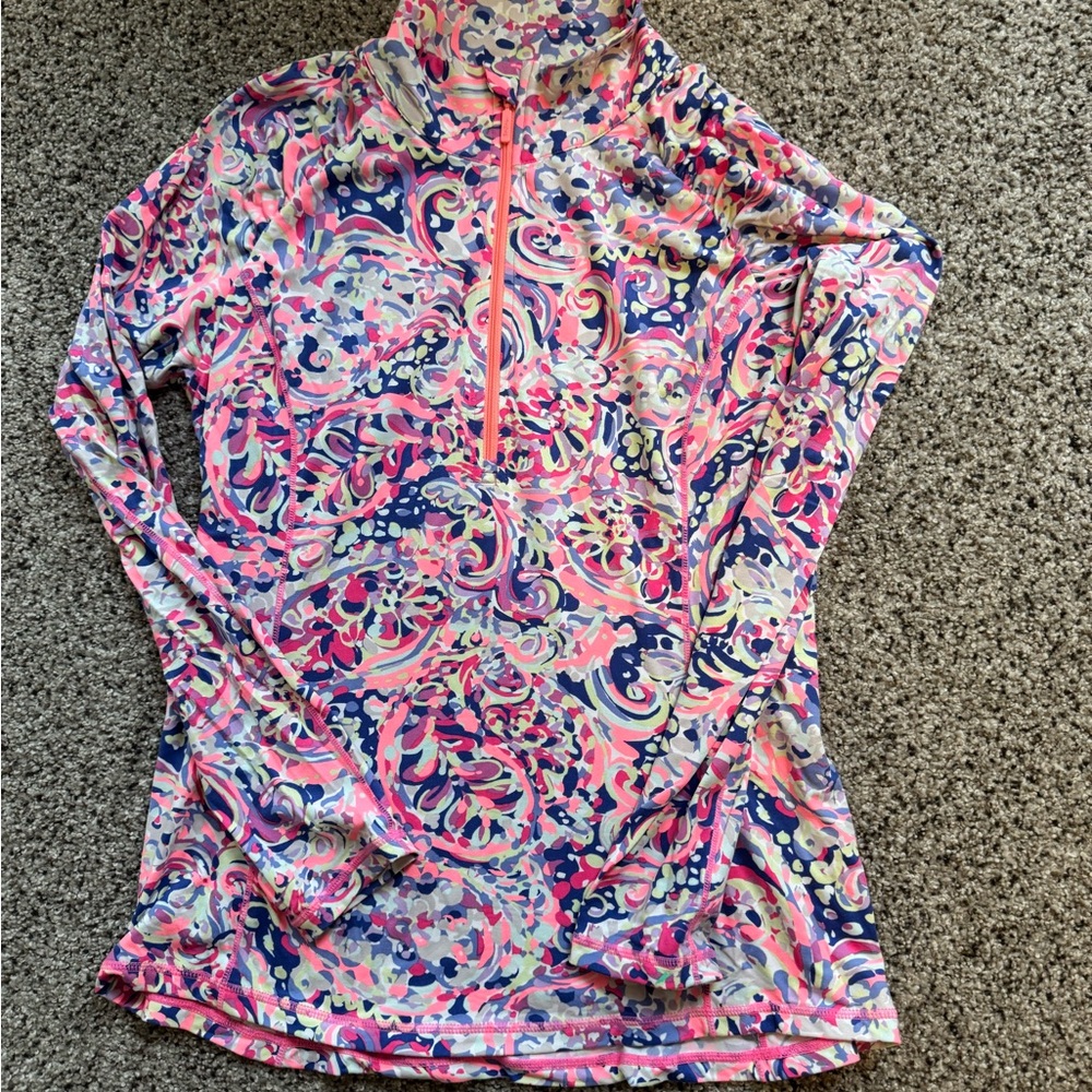 Lilly Pulitzer The Weekender La Playa Half Zip Luxletic Workout Top Large